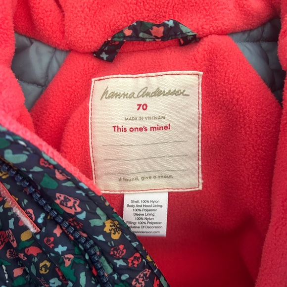 EUC Hanna Anderson Baby Print Insulated Snowsuit, 6-12mo Floral Print - Picture 4 of 4